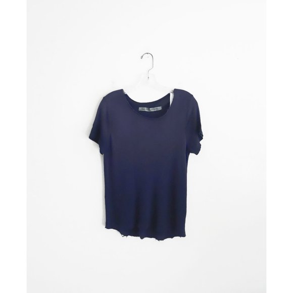 Raquel Allegra Indigo Blue Ombre Short Sleeve Tee Shirt size 3 US Large NWT - Picture 3 of 8